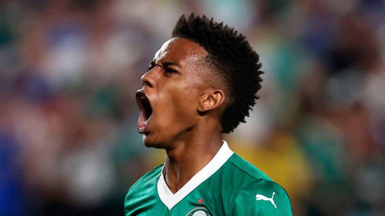 Palmeiras’ Brazilian forward #41 Estevao Willian celebrates scoring his team’s first goal during the FIFA Club World Cup 2025 quarterfinal football match between Brazil’s Palmeiras and England’s Chelsea at the Lincoln Financial Field Stadium in Philadelphia on July 4, 2025 - AFP