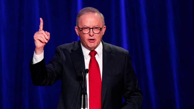 Australia's Prime Minister Anthony Albanese speaks at a Labor party election night event, after local media projected the Labor Party's victory, on the day of the Australian federal election, in Sydney, Australia, May 3, 2025. - REUTERSPIX
