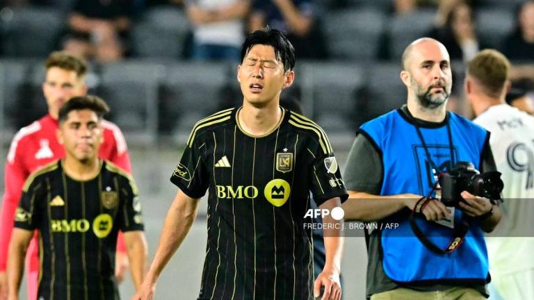 LAFC’s Korean forward #07 Son Heung-min reacts at the end of the Major League Soccer (MLS) football match between Los Angeles Football Club (LAFC) and San Diego FC at BMO Stadium in Los Angeles, California on August 31, 2025. (Photo by Frederic J. Brown / AFP)