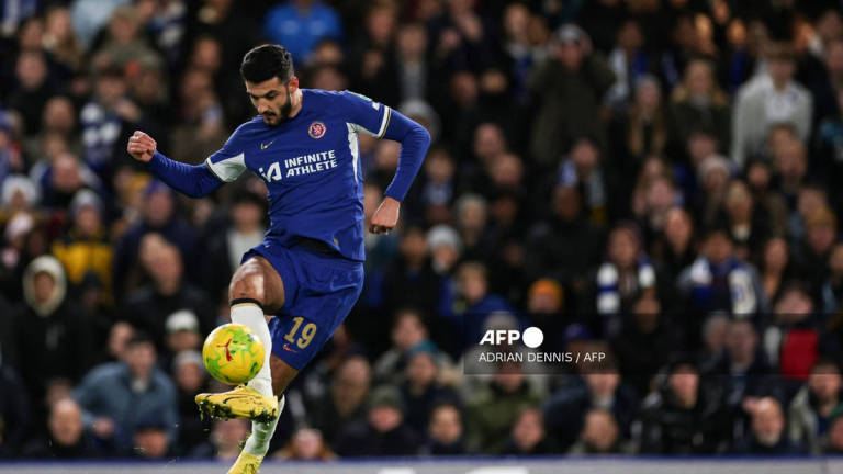 Chelsea's Albanian striker #19 Armando Broja controls the ball during the English League Cup quarter-final football match between Chelsea and Newcastle United at Stamford Bridge in London on December 19, 2023.- AFP