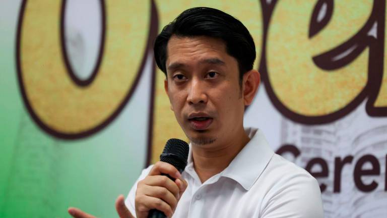 Deputy Minister of Youth and Sports, Adam Adli, delivers a speech during the opening ceremony of the Eco Lifestyle Med Health showroom and office at Wisma Hong Leong today. – BERNAMA