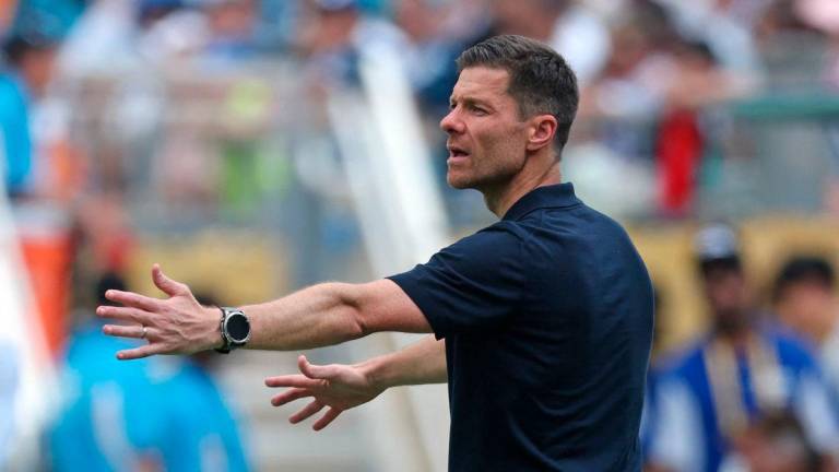 Xabi Alonso, Head Coach of Real Madrid C. F., reacts during the FIFA Club World Cup 2025 group H match between Real Madrid CF and CF Pachuca at Bank of America Stadium on June 22, 2025 in Charlotte, North Carolina