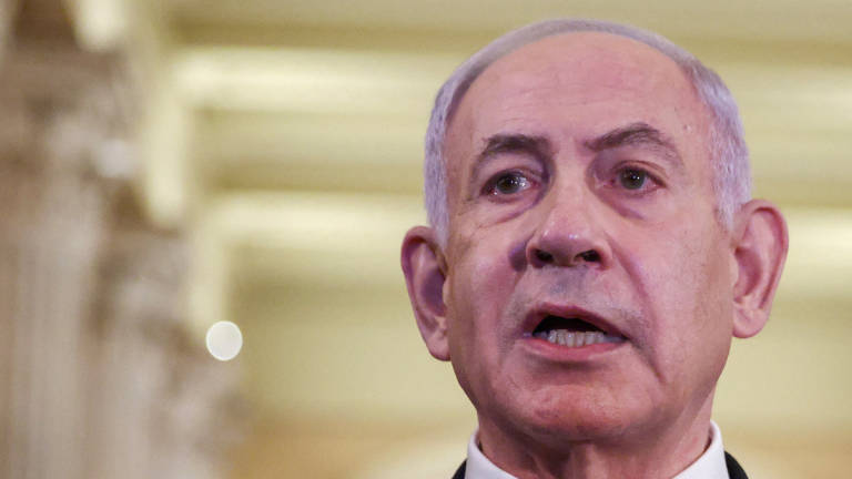 Israeli Prime Minister Benjamin Netanyahu speaks to the press, on Capitol Hill in Washington, D.C. U.S. July 8, 2025. - REUTERS