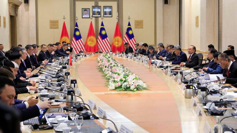 Prime Minister Datuk Seri Anwar Ibrahim holds a bilateral meeting with the President of the Kyrgyz Republic Sadyr Zhaparov at the Perdana Putra, today. - BERNAMAPIX