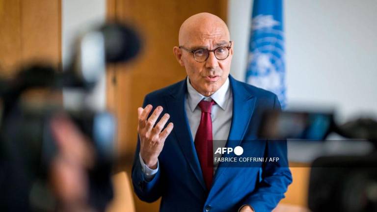 UN High Commissioner for Human Rights Volker Turk delivers a statement at the United Nations Offices in Geneva, on September 16, 2025. - AFP