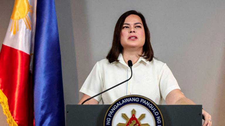 Philippine Vice President Sara Duterte delivers a statement following her impeachment by the lower house of the Congress, in her office at Mandaluyong City, Metro Manila, Philippines, February 7, 2025. - REUTERSPIX