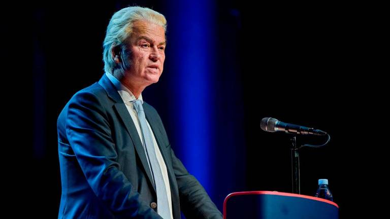 (FILES) Dutch far-right leader of the ‘Party for Freedom’ (PVV) Geert Wilders. - Mikkel Berg Pedersen / RITZAU SCANPIX / AFP