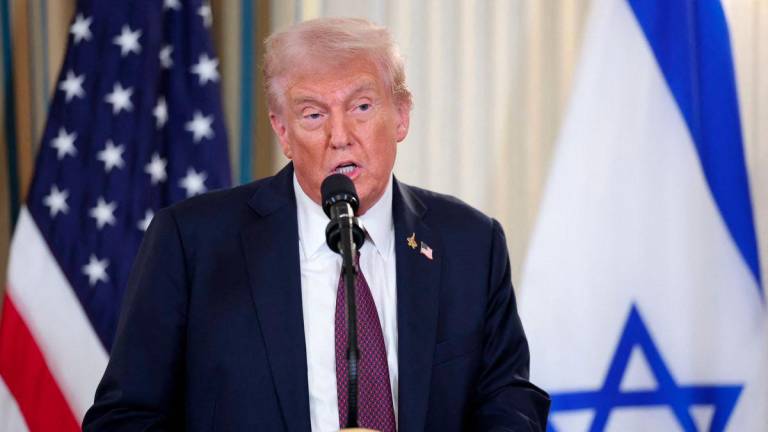 U.S. President Donald Trump speaks during a joint press conference with Israeli Prime Minister Benjamin Netanyahu (not pictured) in the State Dining Room at the White House in Washington, D.C., U.S., September 29, 2025. - REUTERSPIX