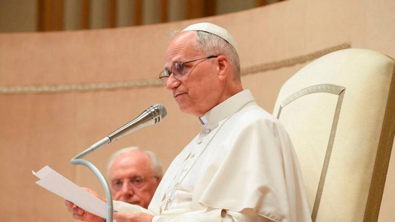 Pope Leo speaks during an event related to the Jubilee of Governments at the Vatican, June 21, 2025. - REUTERSPIX
