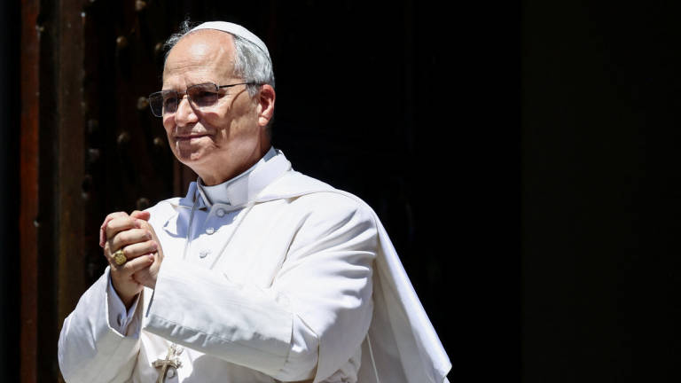 Pope Leo XIV greets people at the end of the Angelus prayer in Castel Gandolfo, Italy, July 20, 2025. - REUTERS