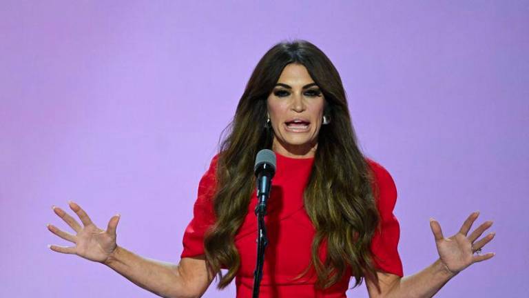 US TV news personality Kimberly Guilfoyle speaks during the third day of the 2024 Republican National Convention at the Fiserv Forum in Milwaukee, Wisconsin, on July 17, 2024. - AFPPIX