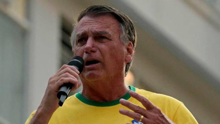 Former Brazilian President Jair Bolsonaro speaks to supporters during an Independence day rally in Sao Paulo, Brazil on September 7, 2024. - AFPPIX