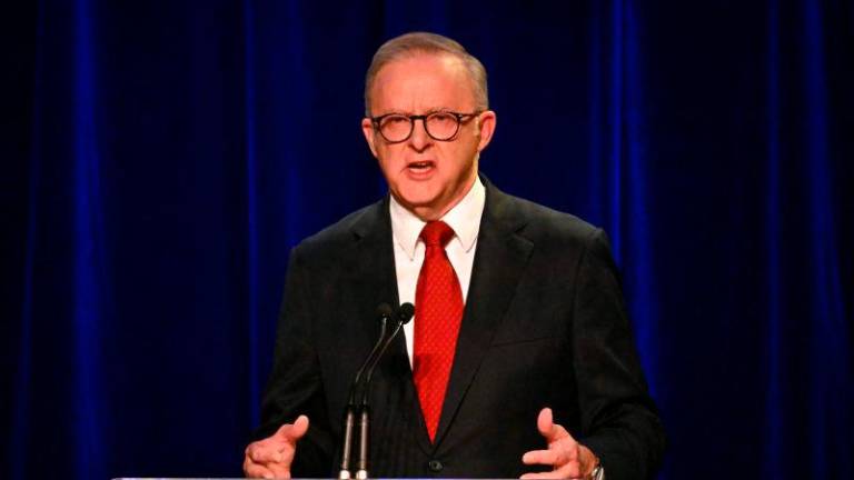Australia’s Prime Minister Anthony Albanese speaks after winning the general election at the Labor Party election night event in Sydney on May 3, 2025. AFPpix