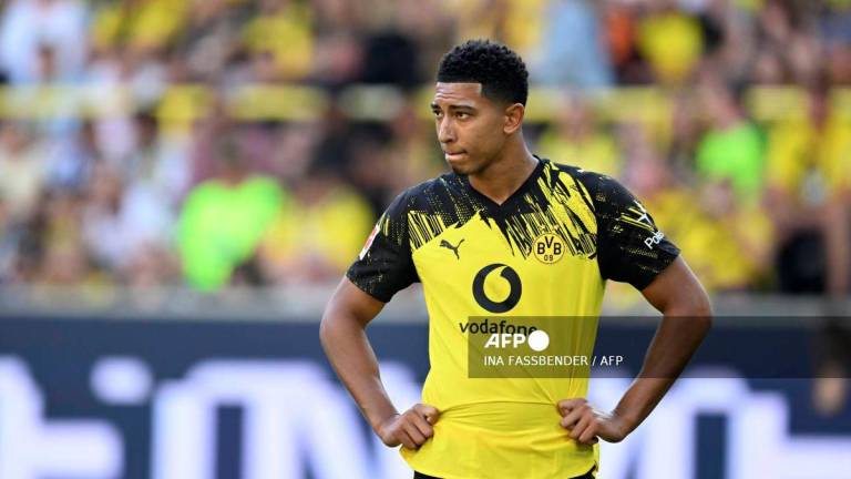 Dortmund's British midfielder #07 Jobe Bellingham looks on during a friendly football match between BVB Borussia Dortmund and Juventus in Dortmund, western Germany, on August 10, 2025. - AFP