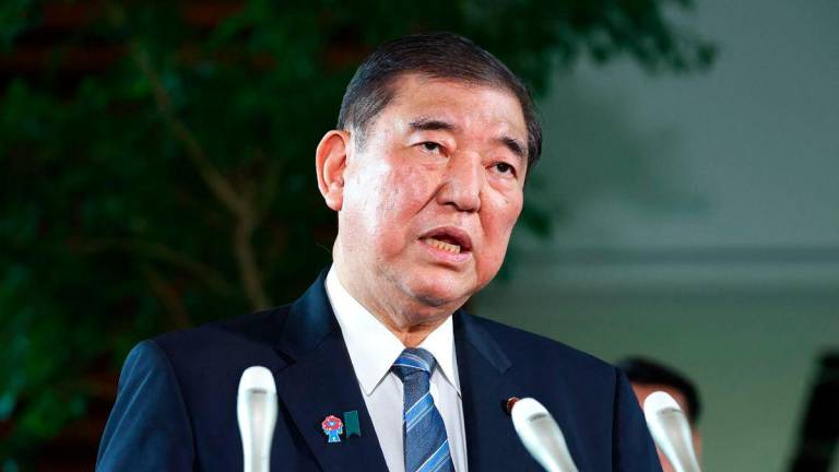 Japan’s Prime Minister Shigeru Ishiba speaks to reporters after accepting the resignation of farm minister Taku Eto at the prime minister’s office in Tokyo on May 21, 2025. AFPpix