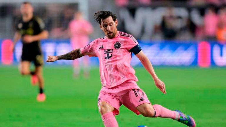 FILEpix: Inter Miami CF forward Lionel Messi passes the ball against the Los Angeles FC during the first half at Chase Stadium on April 8. REUTERSpix