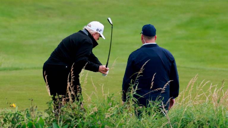 U.S. President Donald Trump golfs at Trump Turnberry resort in Turnberry, Scotland, Britain, July 26, 2025. - REUTERSPIX