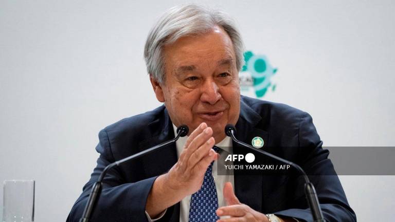 UN Secretary General Antonio Guterres speaks during a press cenference at the 9th Tokyo International Conference on African Development (TICAD 9) in Yokohama, Kanagawa prefecture, south of Tokyo on August 21, 2025. - Yuichi YAMAZAKI / AFP