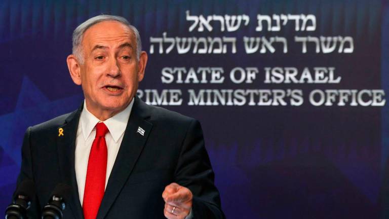 Israeli Prime Minister Benjamin Netanyahu gives a press conference in Jerusalem on May 21, 2025. Netanyahu said on May 21. AFPpix