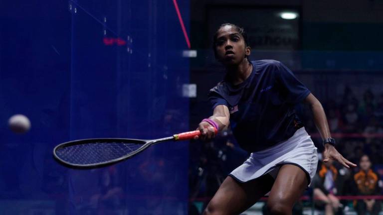 National squash player S. Sivasangari. - BERNAMApix