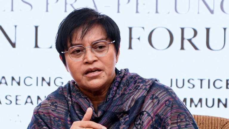 Minister in the Prime Minister’s Department (Law and Institutional Reform), Datuk Seri Azalina Othman Said, speaks during a press conference after the pre-launch event of the ASEAN Law Forum 2025 at the Parliament Building today. – BERNAMA