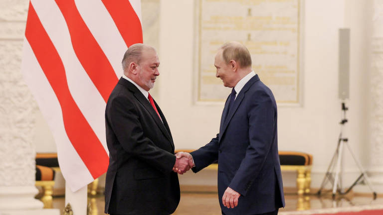 His Majesty Yang di-Pertuan Agong Sultan Ibrahim meeting with Russian President Vladimir Putin during the State Welcoming Ceremony at the Grand Kremlin Palace yesterday. - BERNAMA