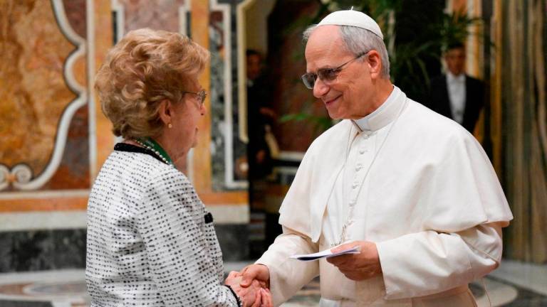 Pope Leo XIV meets with a member of the Centesimus Annus Foundation, at the Vatican, May 17, 2025. REUTERSpix