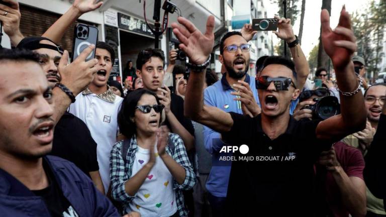 Moroccan youths demonstrate demanding reforms in the healthcare and education sectors in Rabat on October 2, 2025. - AFP