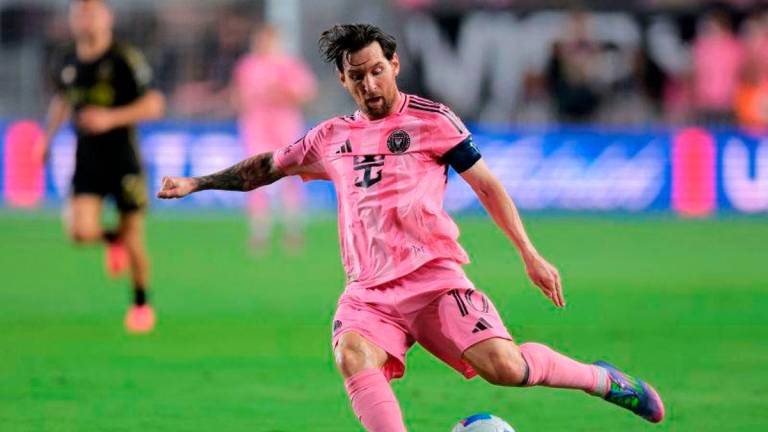 Inter Miami CF forward Lionel Messi passes the ball against the Los Angeles FC during the first half at Chase Stadium on April 8. REUTERSpix