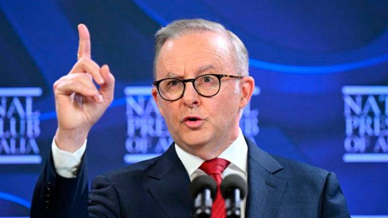 FILEpix: Australian Prime Minister Anthony Albanese gestures during his speech at the National Press Club in Canberra, Australia, April 30, 2025. REUTERSpix