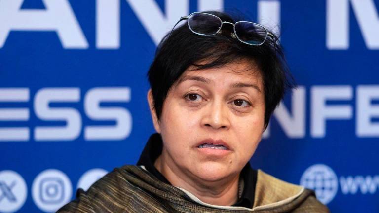 Minister in the Prime Minister’s Department (Law and Institutional Reform) Datuk Seri Azalina Othman Said speaks at a press conference after attending the MARA-level Anti-Bullying Town Hall Session today. – BERNAMA