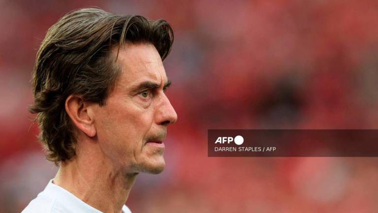 Brentford's Danish head coach Thomas Frank reacts during the English Premier League football match between Nottingham Forest and Brentford at The City Ground in Nottingham, central England, on May 1, 2025. - AFP
