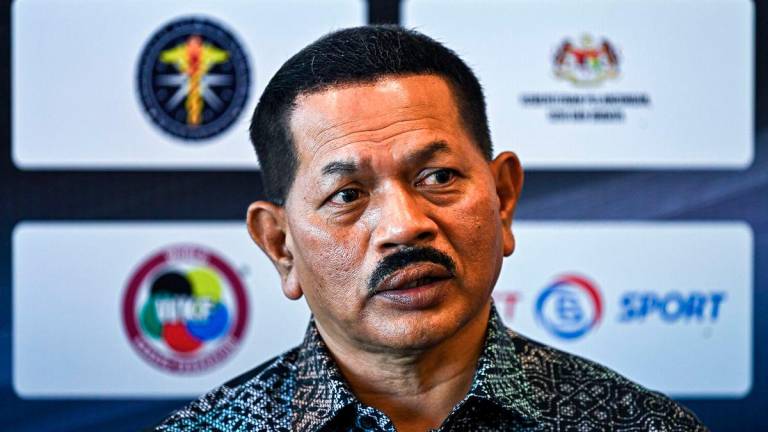 President of the Malaysian Karate Federation (MAKAF), Datuk Nur Azmi Ahmad, answering questions from reporters during a press conference at the opening ceremony of the 2025 Karate 1 Series A Championship at N9 Arena today. – BERNAMA