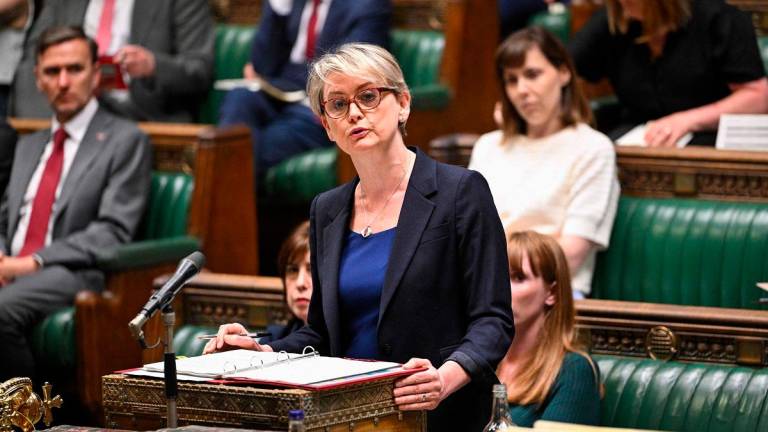 A handout photograph released by the UK Parliament shows Britain's Home Secretary Yvette Cooper making a statement on The Casey Report in the House of Commons in London on June 16, 2025. The UK government announced Monday it would bring in tough new laws to root out the scourge of grooming gangs suspected of sexually exploiting thousands of girls and young women. - AFP PHOTO /HOUSE OF COMMONS
