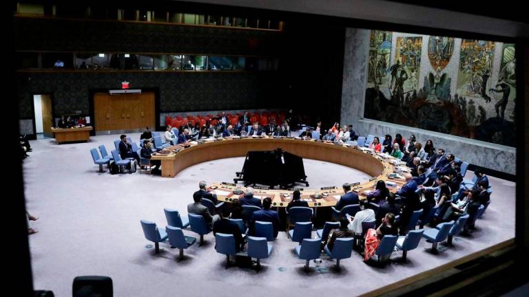 United Nations Security Council members vote on a resolution calling for a ceasefire and unrestricted humanitarian access in Gaza, at UN headquarters in New York City on June 4, 2025.