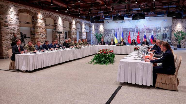 Turkish Foreign Minister Hakan Fidan chairs a meeting between Ukrainian and Russian negotiators in Istanbul, Turkey, May 16, 2025. - REUTERSPIX