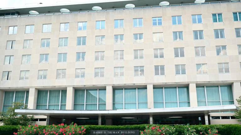 View of the US State Department, known as the Harry S Truman Building, in Washington, DC, on July 11, 2025. (Photo by SAUL LOEB / AFP)