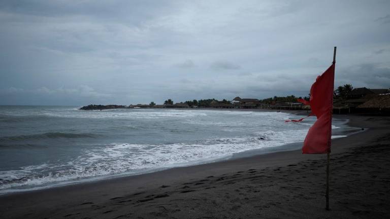 A red flag flutters in the wind, warning beachgoers of dangerous conditions as Tropical Storm Erick strengthens off Mexico’s Pacific Coast, in San Benito, Chiapas state, Mexico, June 17, 2025. - REUTERS/Damian Sanchez