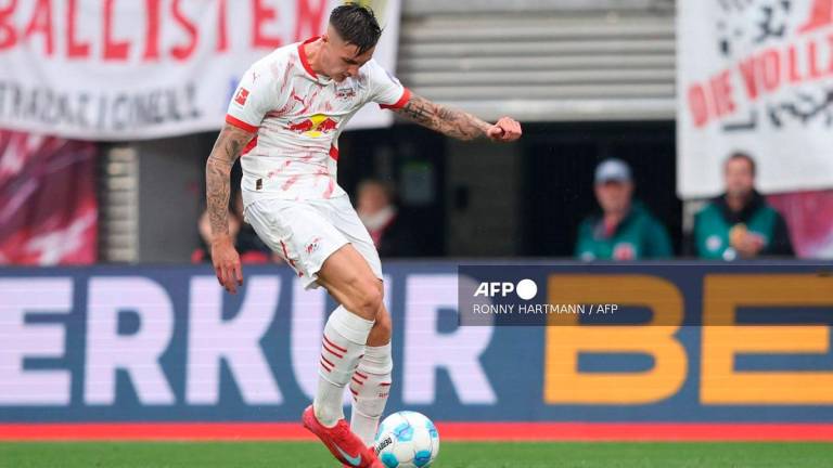 Leipzig’s Slovenian forward #30 Benjamin Sesko. - RONNY HARTMANN / AFP