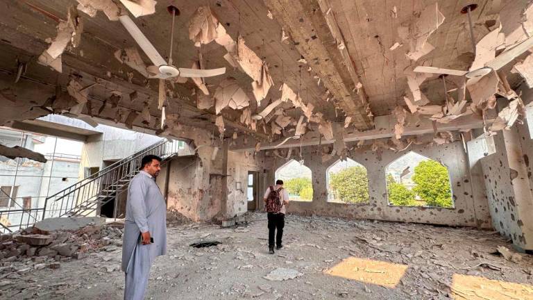 A general view of a damaged structure in the Kotli district of Pakistan-administered Kashmir on May 7, 2025, after Indian strikes. AFPpix