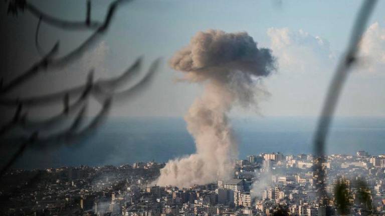 Smoke rises from the site of an Israeli airstrike that targeted a neighbourhood in Beirut’s southern suburbs - AFPpix