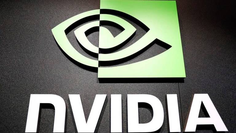 The logo of Nvidia is seen during a production preview exhibitionin Taipei - I-HWA CHENG / AFPPix