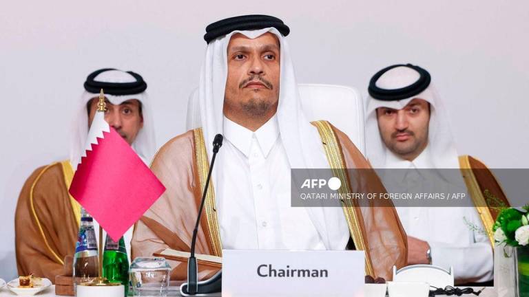 This handout image provided by Qatar’s Ministry of Foreign Affairs shows Qatar’s Prime Minister and Foreign Minister Mohammed bin Abdulrahman Al-Thani chairing a preparatory meeting in Doha on September 14, 2025, ahead of an Arab Islamic summit. (Photo by QATARI MINISTRY OF FOREIGN AFFAIRS / AFP)