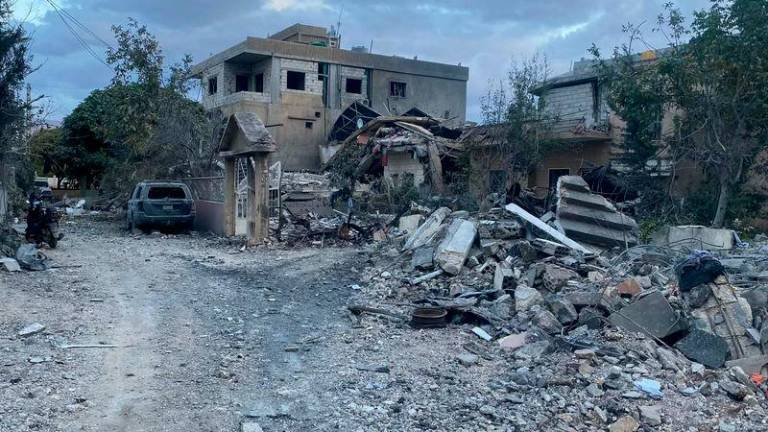 Debris are scattered at the site of an Israeli airstrike that targeted an area near the eastern Lebanese city of Baalbeck - AFPpix