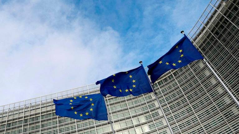 FILE PHOTO: European Union flags fly outside the European Commission in Brussels, Belgium November 8, 2023. REUTERS