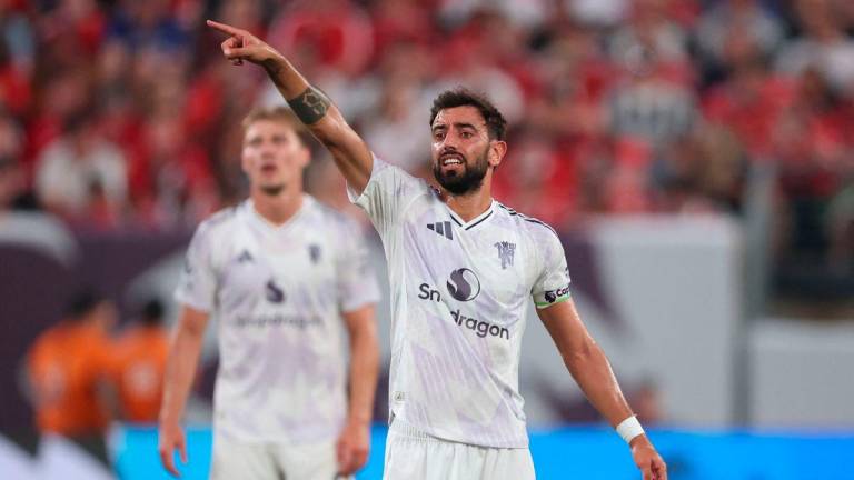 Bruno Fernandes of Manchester United reacts during the Premier League Summer Series match between Manchester United and West Ham United FC at MetLife Stadium on July 26, 2025 in East Rutherford, New Jersey - Photo by Vincent Carchietta / GETTY IMAGES NORTH AMERICA / AFP