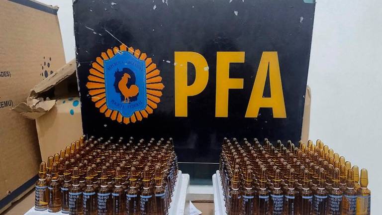 This handout picture released on August 13, 2025, by the Argentine Federal Police shows fentanyl ampoules seized during a police operation in Rosario, Santa Fe Province, Argentina, on May 20, 2025- AFP