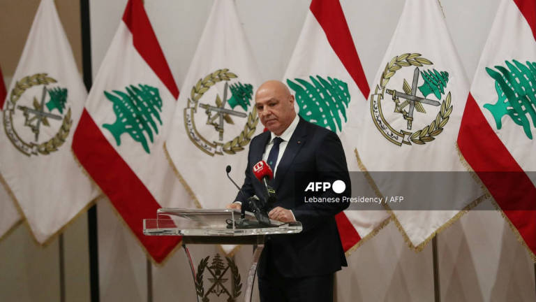 A handout picture provided by the Lebanese Presidency shows Lebanon's President Joseph Aoun delivering a speech on the eve of Army Day at the Ministry of Defence in Yarze on July 31, 2025. - Photo by Lebanese Presidency / AFP