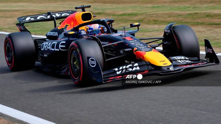 Red Bull Racing’s Dutch driver Max Verstappen takes part in the second practice session ahead of the Formula One British Grand Prix at the Silverstone motor racing circuit in Silverstone, central England, on July 4, 2025. - Andrej ISAKOVIC / AFP