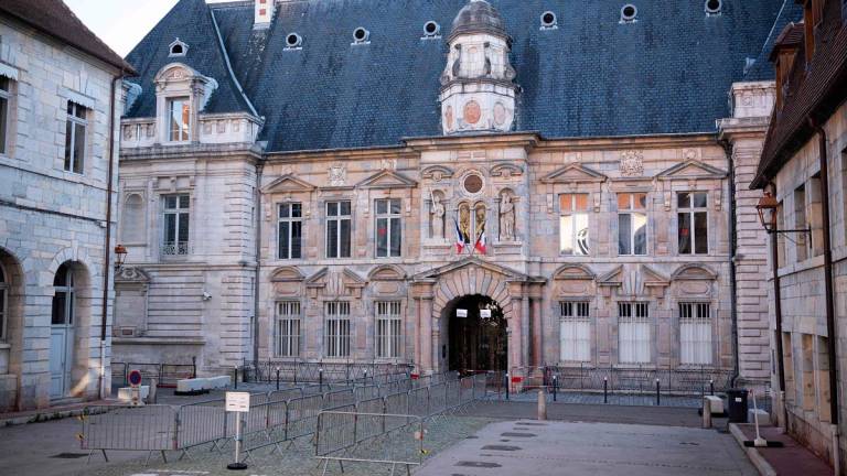 A picture taken on September 7, 2025 shows the facade of Besancon courthouse on the eve of the opening hearing of the trial of French former anaesthetist Frederic Pechier for 30 cases of poisoning, including 12 fatalities. - SEBASTIEN BOZON / AFP